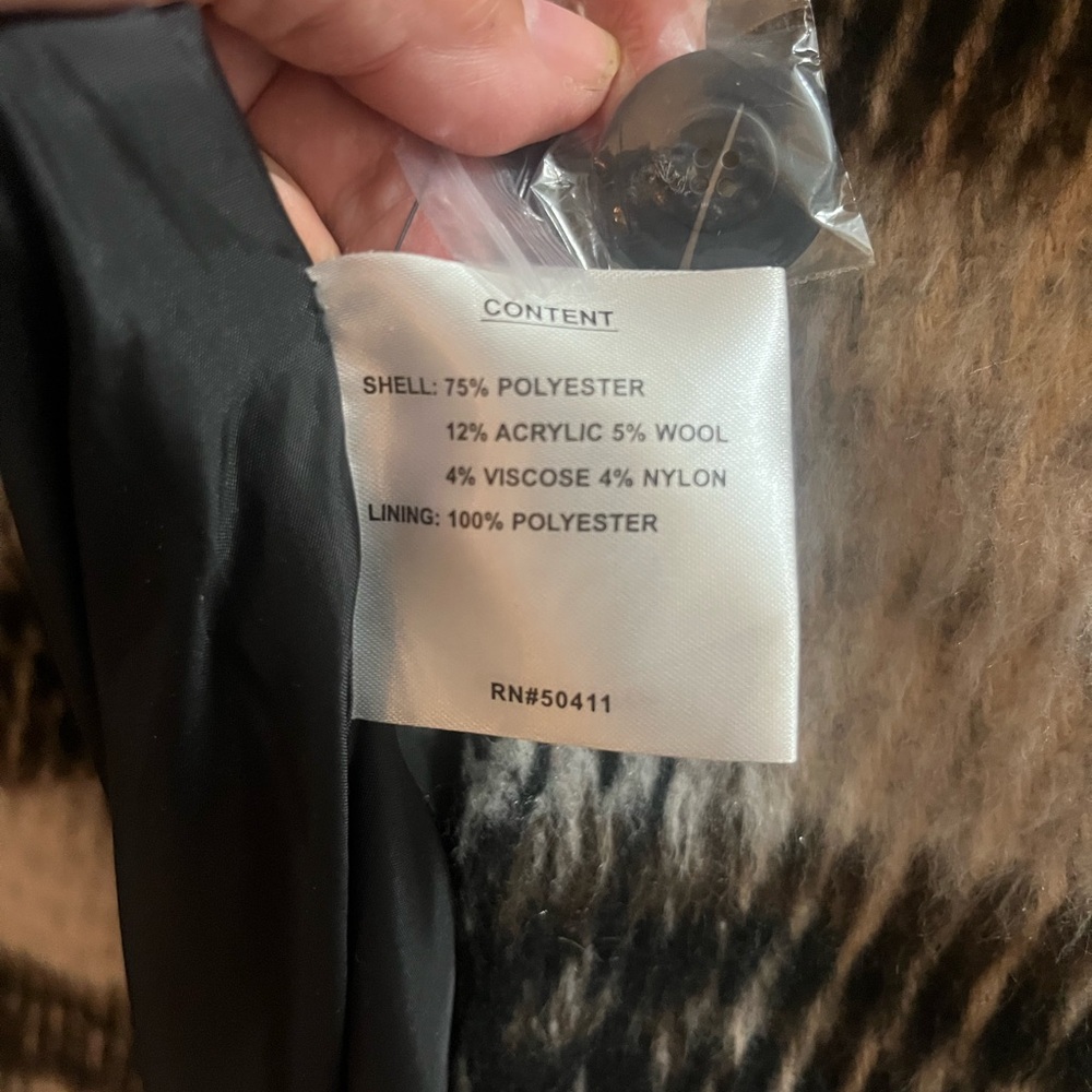 Nine West Women's Black/Brown and White Plaid Coat - Picture 12 of 15